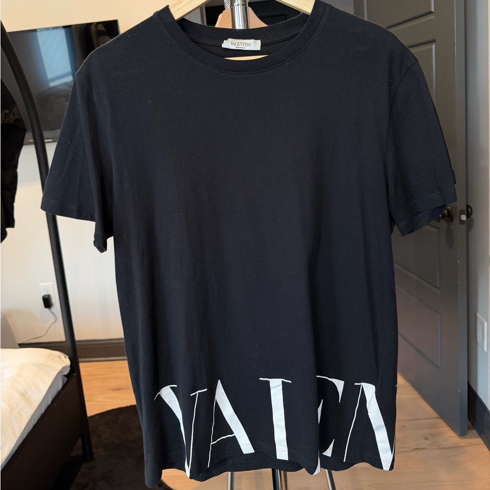 Valentino Black Tee with Bold White Logo